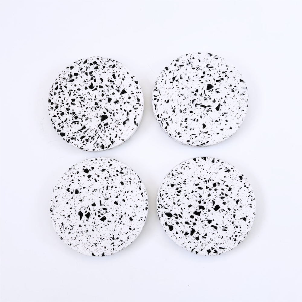 SAMPLE SALE White & Black Terrazzo Coasters / Set Of 4