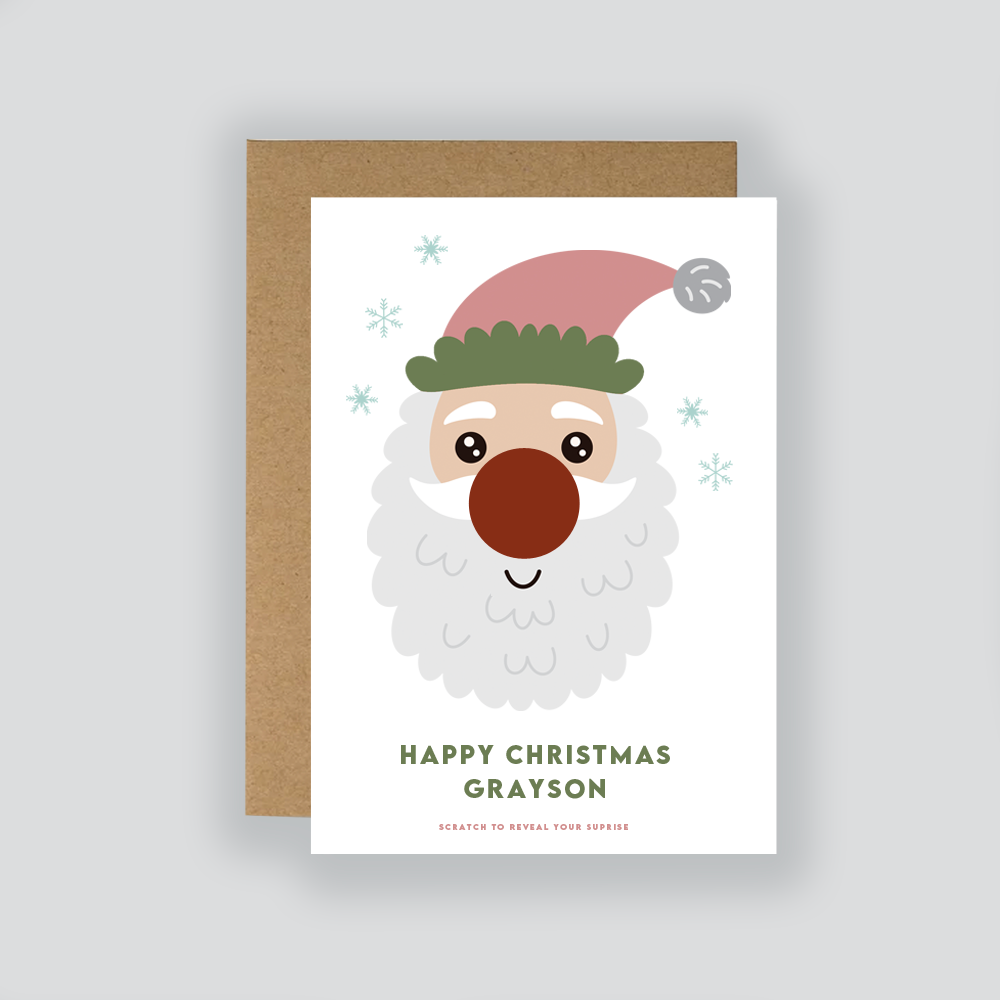 Personalised Santa Scratch-Off Christmas Card / Festive Scratch Card