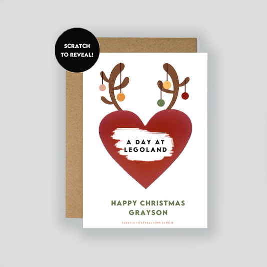 Personalised Christmas Scratch-Off Heart Card / Festive Scratch Card