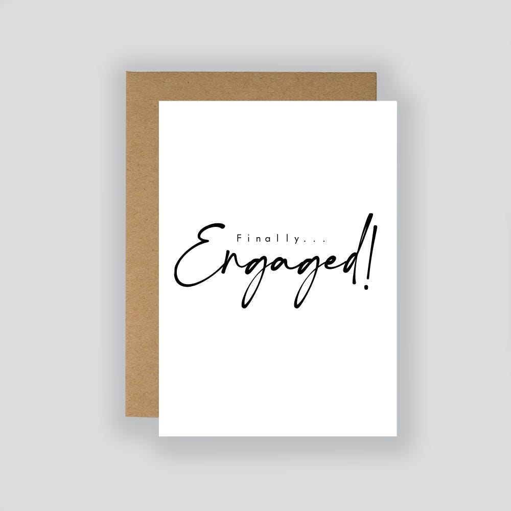 Finally Engaged Card - Congrats Engagement, A6 Kraft Envelope
