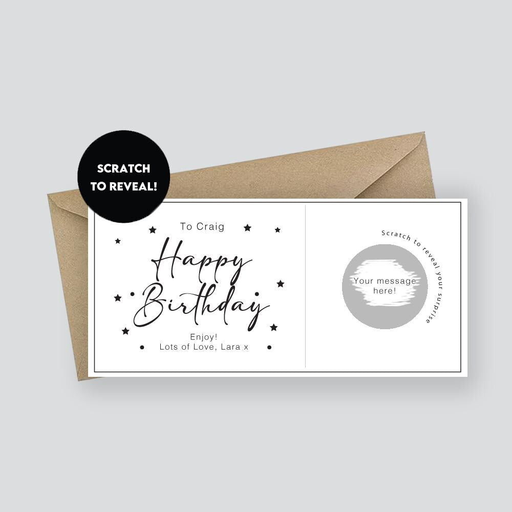 Personalised Birthday Scratch Card: Surprise Reveal Gift