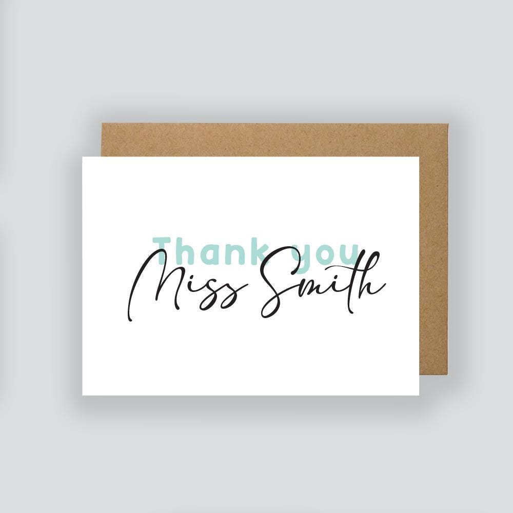 Personalized Teacher Thank You Card, End of Term Gift