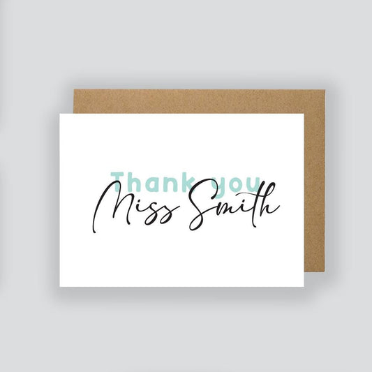 Personalized Teacher Thank You Card, End of Term Gift