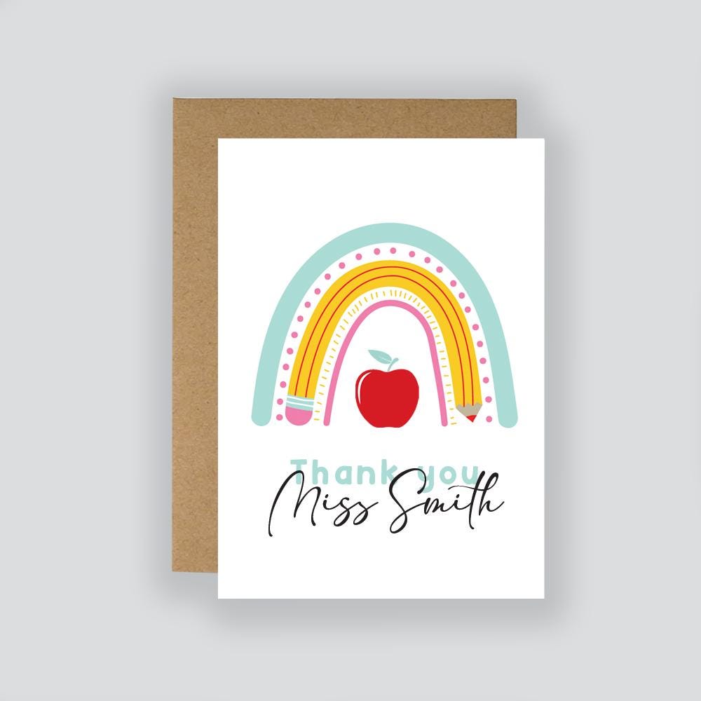 Personalised Teacher Thank You Card: End of Term Gift
