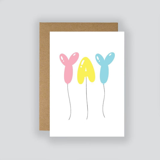 Yay Balloon Card: Birthday Card, Just Because, Blank Inside