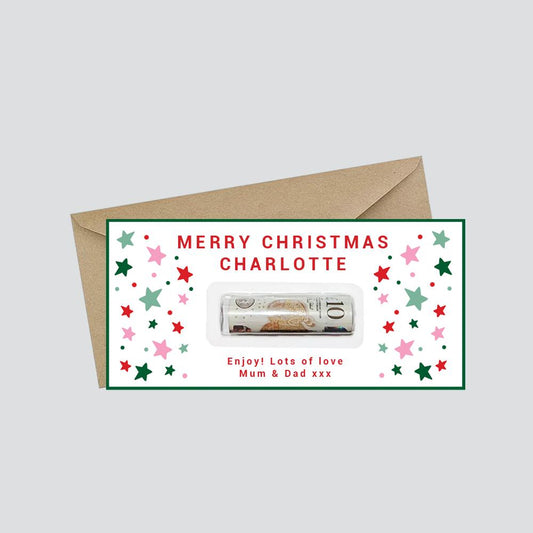 Personalized Christmas Star Money Wallet, Holiday Cash Gift Card Holder