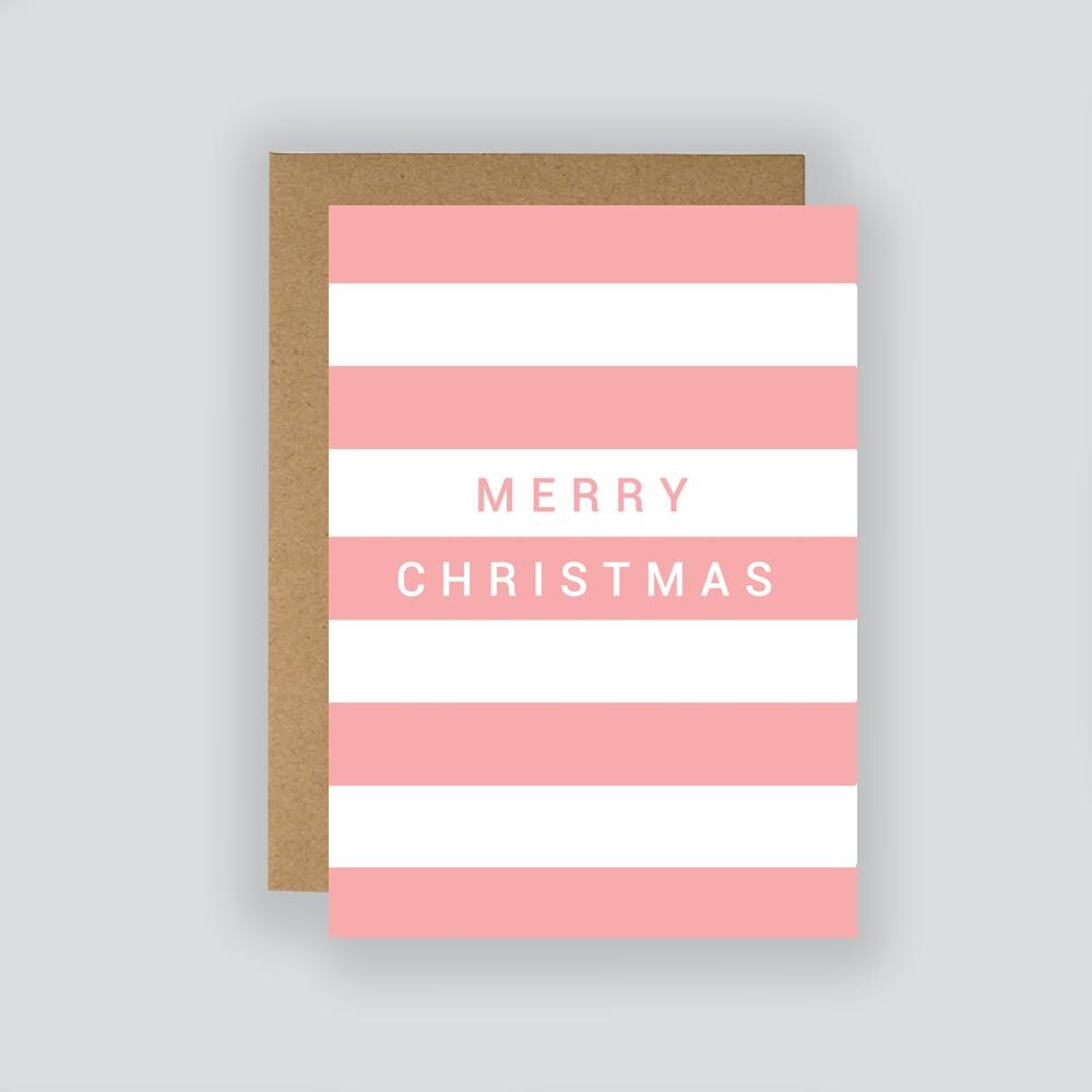 Striped Christmas Card Set: Modern Minimalist Holiday Greetings