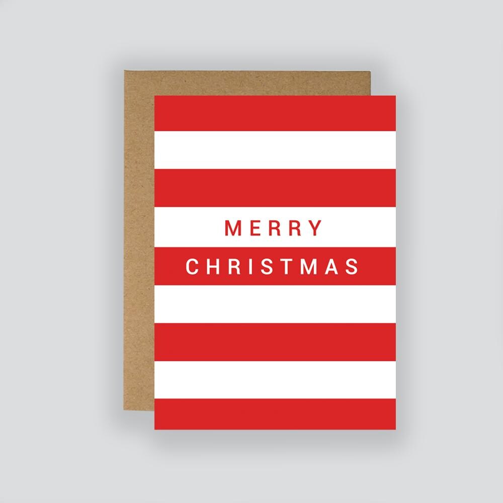 Striped Christmas Card Set: Modern Minimalist Holiday Greetings