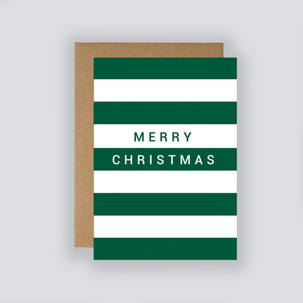 Striped Christmas Card Set: Modern Minimalist Holiday Greetings
