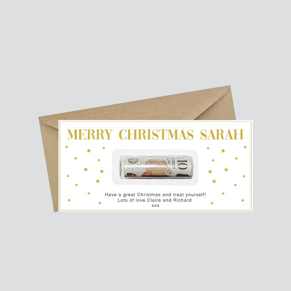 Personalized Christmas Money Wallet: Gold Star Design