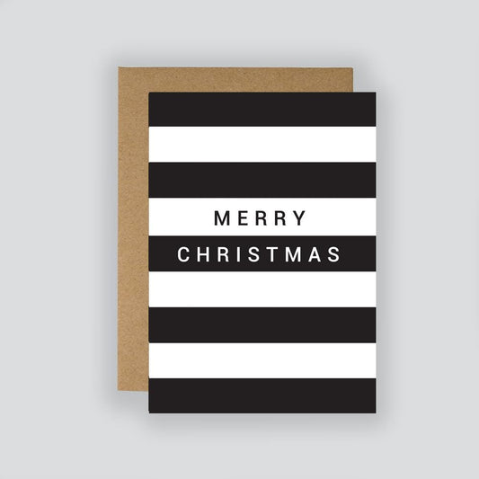 Black & White Stripe Christmas Card with Kraft Envelope