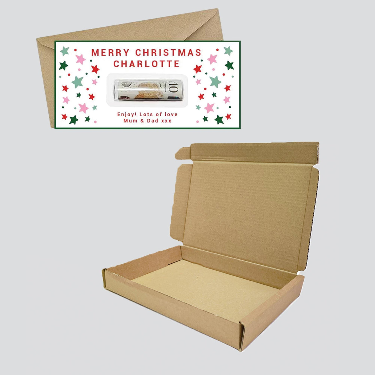 Personalized Christmas Star Money Wallet, Holiday Cash Gift Card Holder