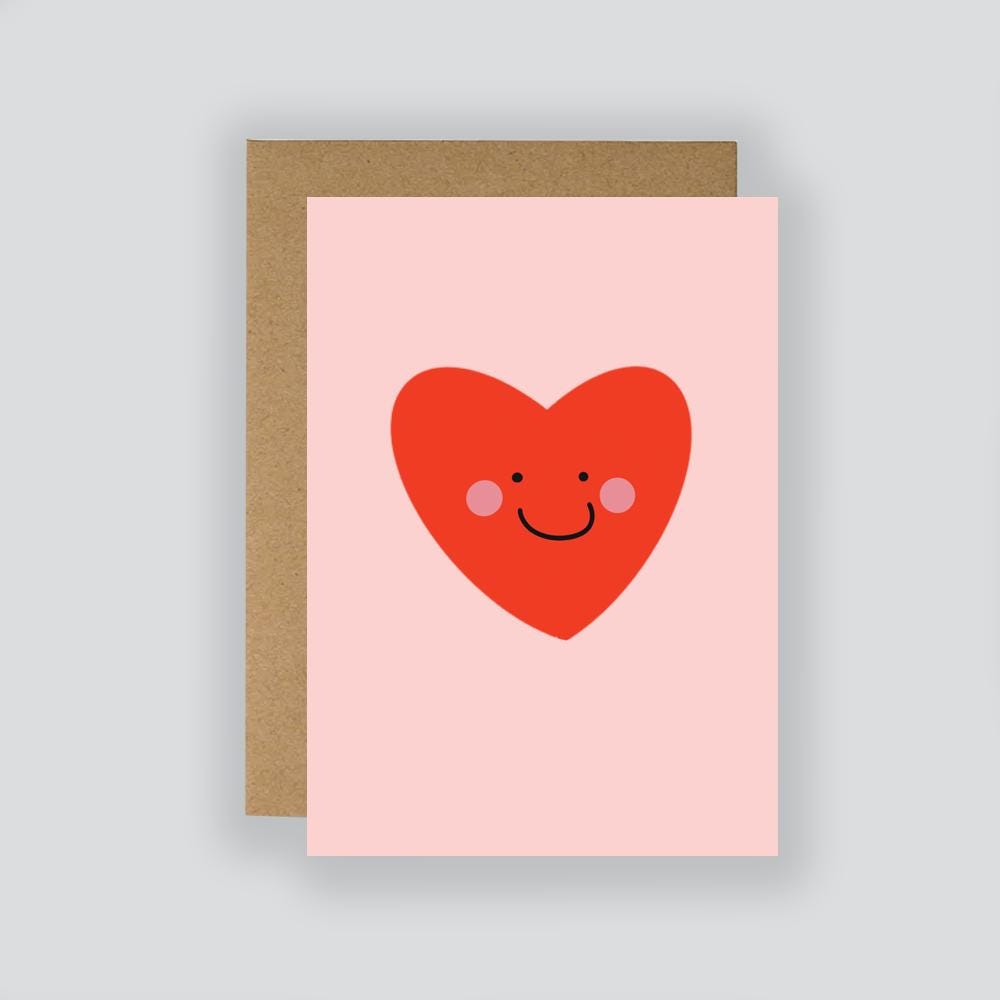Red Happy Face Heart Greeting Card: Anniversary, Valentine's Day, Love