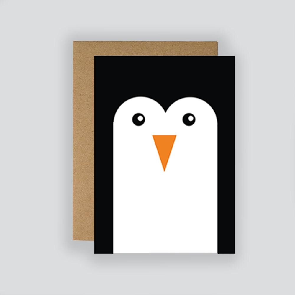 Minimalist Christmas Character Cards: Snowman, Penguin, Santa, Rudolph (Set of 4)