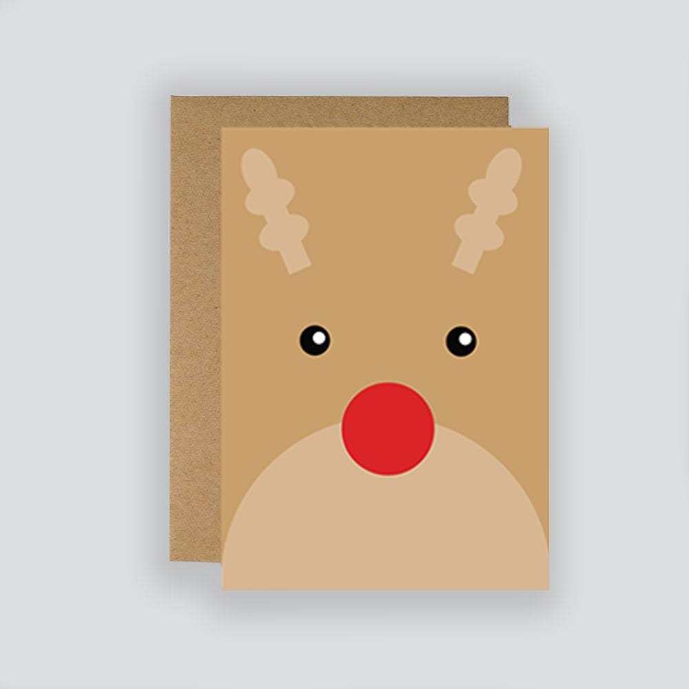 Minimalist Christmas Character Cards: Snowman, Penguin, Santa, Rudolph (Set of 4)
