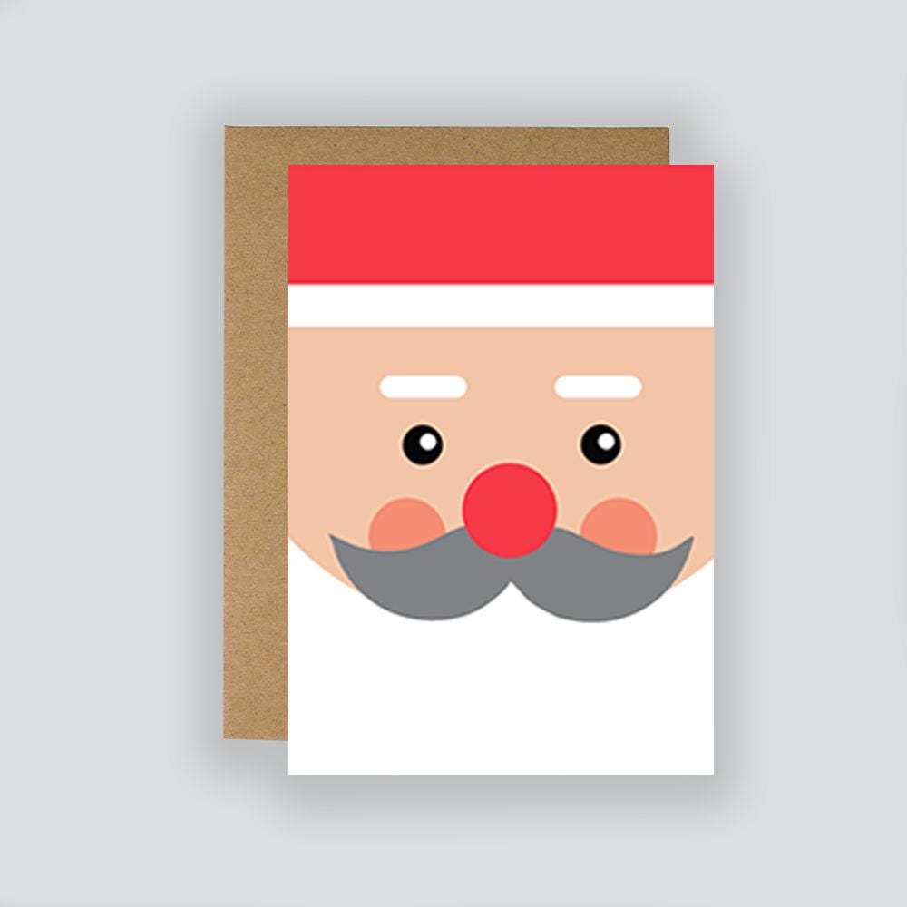 Minimalist Christmas Character Cards: Snowman, Penguin, Santa, Rudolph (Set of 4)
