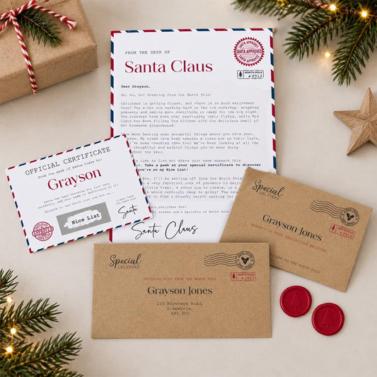 Personalised Letter from Santa, Nice List Certificate, North Pole Mail