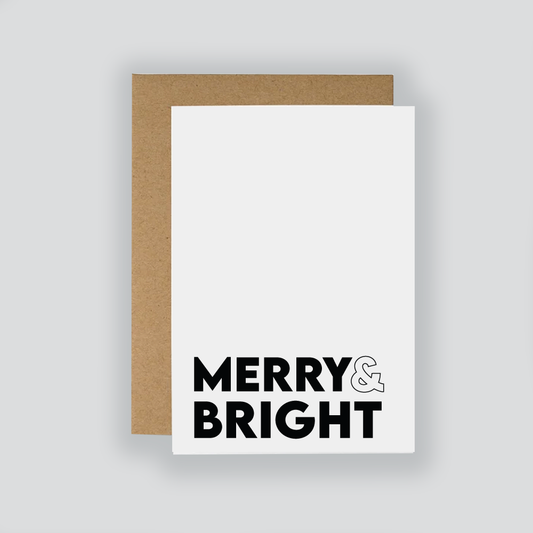 Monochrome 'Merry & Bright' Christmas Card